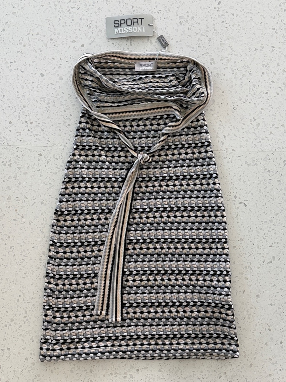 Sport Missoni Striped Knit Halter Top - Black, Cream, Gray